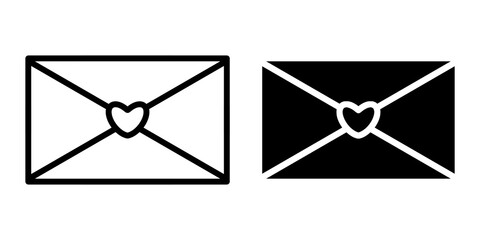 Love letter envelope icon set with simple and modern design for valentine theme