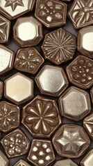 ヴィンテージの六角形デザインを特徴とする複雑な真鍮の幾何学模様