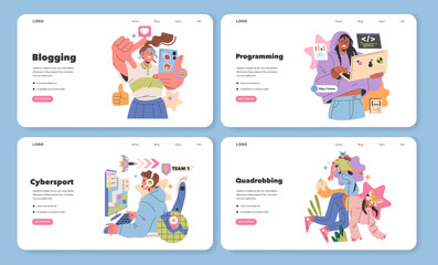 Gen Z Hobbies. Flat Vector Illustration