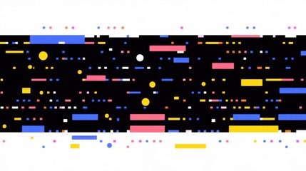 Fototapeta premium モダンな抽象デザインを描いた黒の背景にカラフルな幾何学的形状
