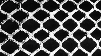 Fototapeta premium 白黒のダイヤモンド模様の幾何学的な金属グリッドのクローズアップ