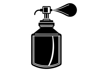 Retro bottle of perfume with sprayer over white