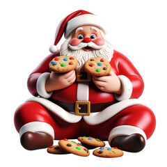 Jolly Santa Claus enjoying cookies, perfect for holiday graphics and Christmas-themed projects