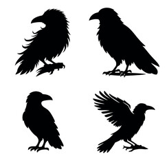 Collection of Four Silhouette Ravens