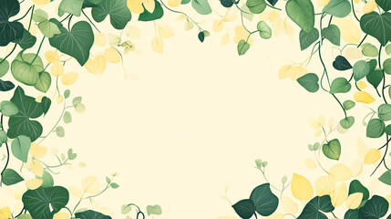 Green leaves and yellow flowers create a decorative border for nature-themed designs
