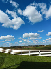 White picket fence on farm