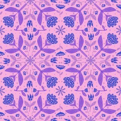Abstract floral seamless retro flower pattern for fabrics and linens