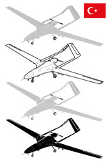 Military drone UAV 3D view vector illustration T&uuml;rkiye