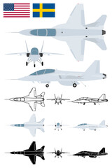 Advanced trainer aircraft USA Sweden vector illustration