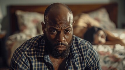 An upset man appearing frustrated, reflecting on conflicts with his partner in their home, symbolizing arguments and the challenges of a relationship