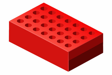  New red perforated ceramic brick isolated on white