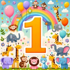 Obraz premium birthday card with animals