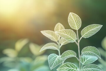 Phytochemicals illustrated with delicate outlines of herbs and plants in subtle hues 3D illustration