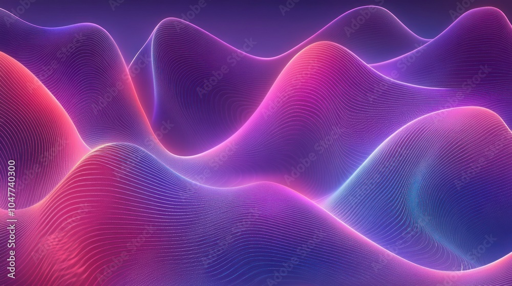 Sticker Abstract Neon Purple and Pink Waves