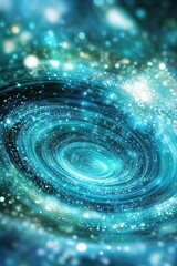 Exploring an Alternative Life Through a Swirling Galaxy of Blue and Shimmering Stars in Cosmos