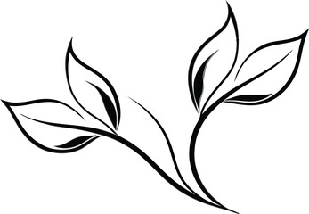 Natural Border Corner Element with Intertwined Branches and Leaves - Simple Flat Design with Sunset Lighting vector .