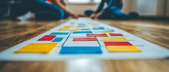 Team Collaboration with Colorful Stickies on Paper