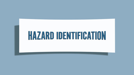 Hazard Identification. A card isolated on blue background.