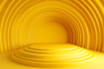 Obraz premium Yellow bright 3d background with round platform 
