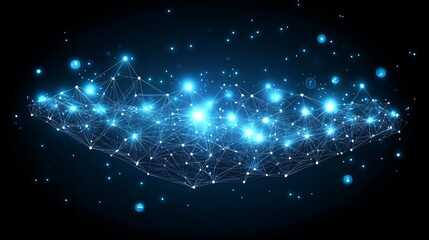 Obraz premium Abstract digital network with glowing nodes.