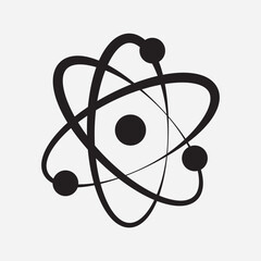 Atom icon. Symbol of science, education and research. Atom icon on white background. Vector illustration.