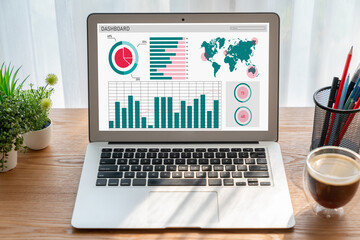 Fototapeta premium Business data dashboard provide modish business intelligence analytic for marketing strategy planning