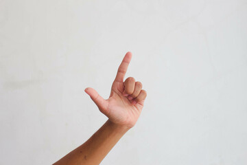 Finger 8. A man's hand shows a finger up