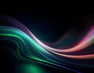 abstract light soft wave ray background on black liquid wave defocused shining curve colorful light leaks slow motion