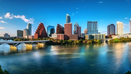 austin texas usa skyline on the colorado river