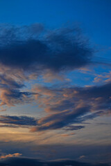 portrait image of a calm sky during twilight on a warm day.