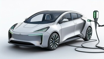 Naklejka premium e mobility electric car charging battery on white background 3d rendering