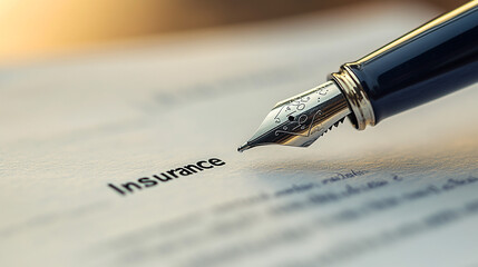 Fountain Pen Over Insurance Contract Document
