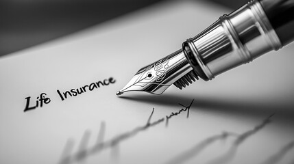 Fototapeta premium Fountain Pen Signing Life Insurance Policy Document