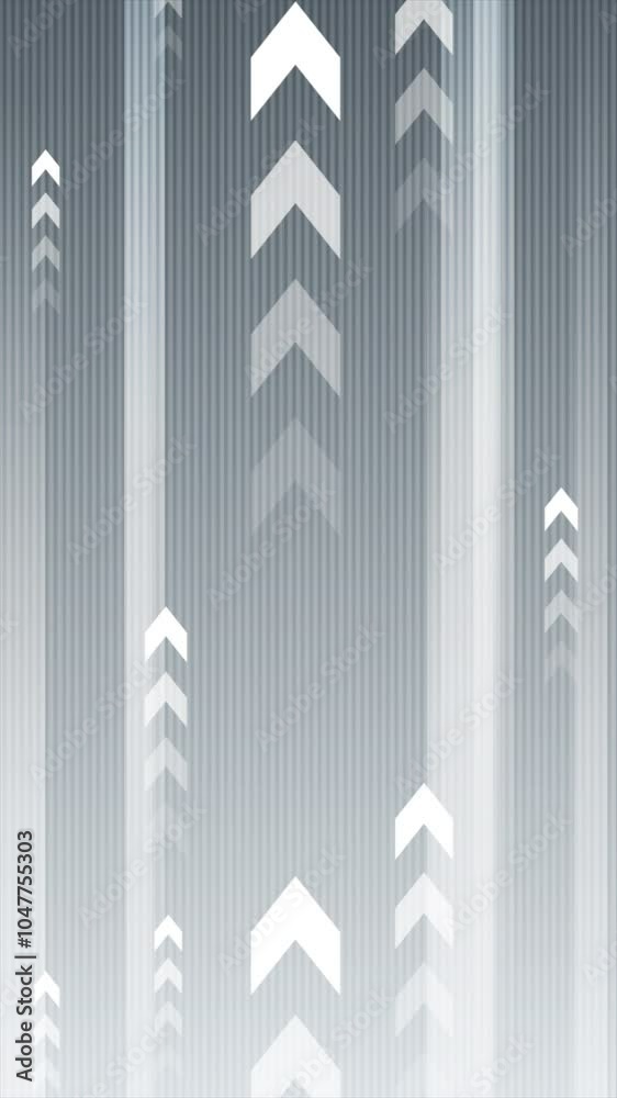 Poster technology grey blue minimal motion background with arrows. vertical futuristic looped video animati