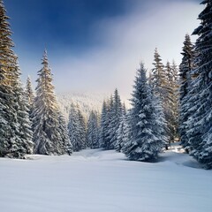 spruce forest in the snow