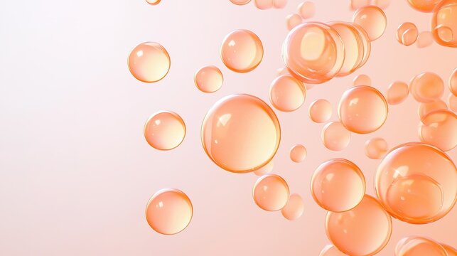 Soft orange bubbles floating in a gentle gradient background, creating a tranquil atmosphere of lightness and elegance