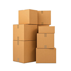 Cardboard Boxes on Transparent Background