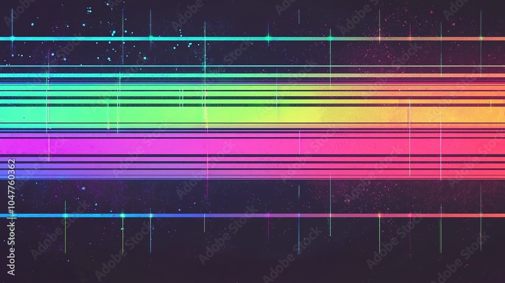 Poster vibrant abstract pattern with colorful stripes creating a dynamic visual effect against a dark backg