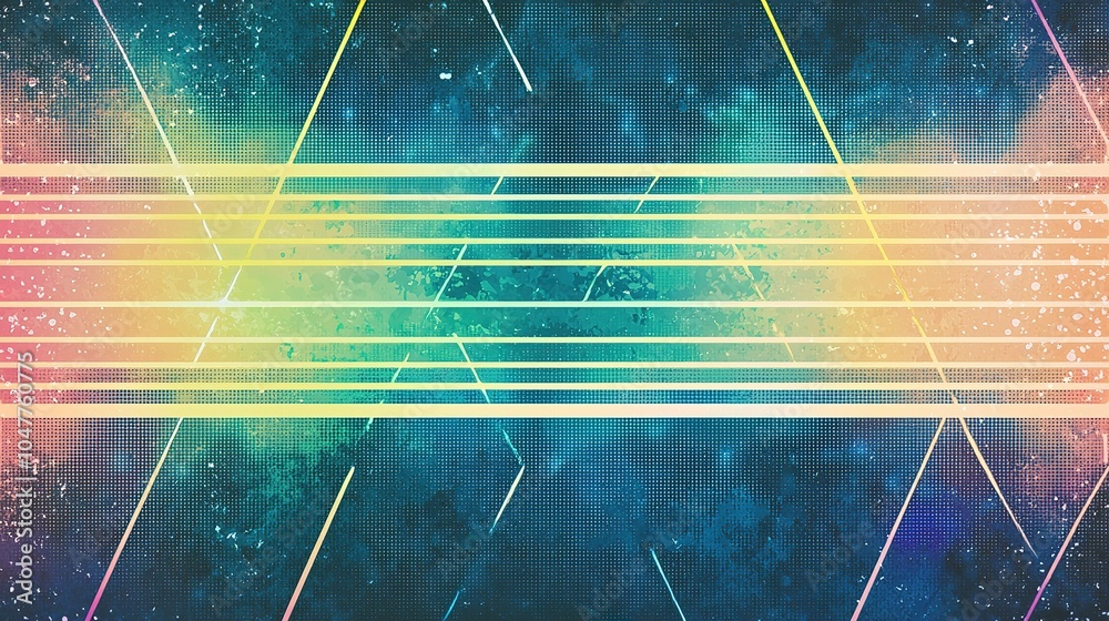 Fototapete Vibrant abstract background with colorful lines and geometric shapes creating a dynamic visual experience in a digital setting