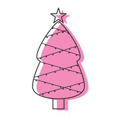 Minimalist Christmas tree design with simple decorations, Vector