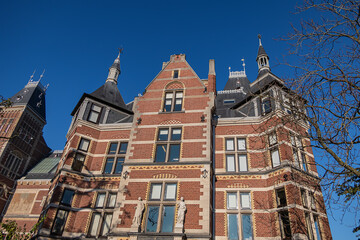 Neorenaissance former official residence for chief director of Rijksmuseum (1883). Rijksmuseum holds many masterpiece paintings of Dutch and world art. Amsterdam, the Netherlands.