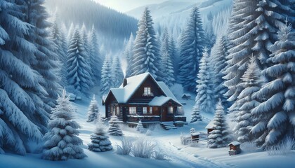 Forest in winter snow.