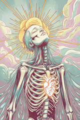 Fototapeta premium Divine Awakening Heart and Bones Art