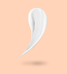 Cosmetic product in air on peach color background