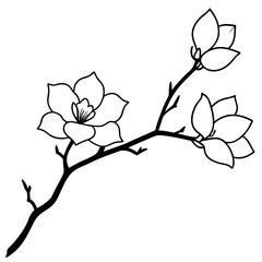 Sketch tropical flowers and leaves. Vector illustration