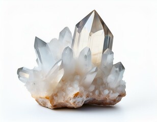 Clear quartz crystals cluster