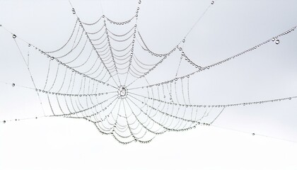 Dew-covered spiderweb, intricate