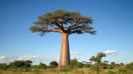 Obraz premium Majestic Baobab Tree Against Blue Sky