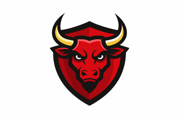 Bull head mascot vector logo design vector illustration with shield on white.