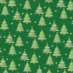 Pattern of decorated Christmas trees, Vector